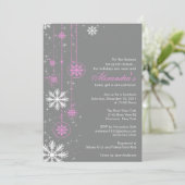Pink Baby Shower Invitation Winter Snowflakes (Standing Front)