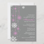 Pink Baby Shower Invitation Winter Snowflakes