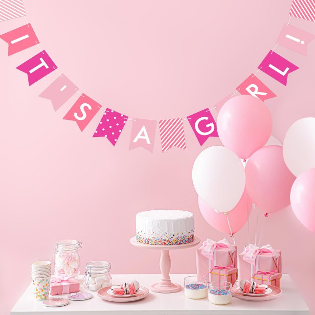 Pink Baby Shower It's A Girl Bunting Flags (Creator Uploaded)