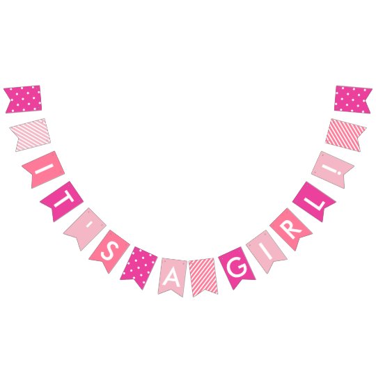 Pink Baby Shower It's A Girl Bunting Flags