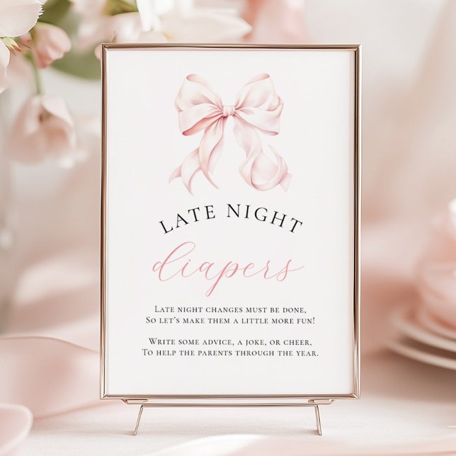 Pink Baby Shower Late Night Diapers Table Sign (Creator Uploaded)