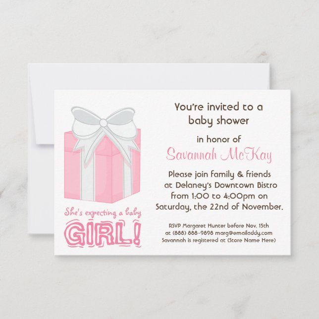 Pink Baby Shower - Modern Mommy Baby Bump Invitation (Front)