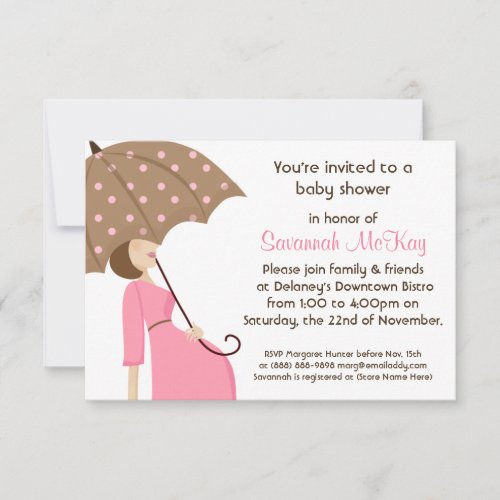 Pink Baby Shower - Modern Mommy Baby Bump Personalized Announcements