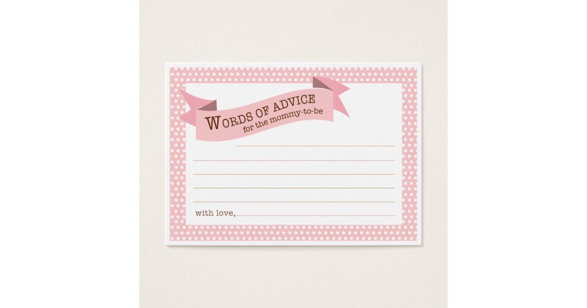 Pink Baby Shower Mommy Advice Card | Zazzle.com