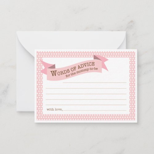 Pink Baby Shower Mommy Advice Card Business Card Template