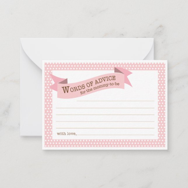 Pink Baby Shower Mommy Advice Card (Front)