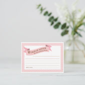 Pink Baby Shower Mommy Advice Card (Standing Front)