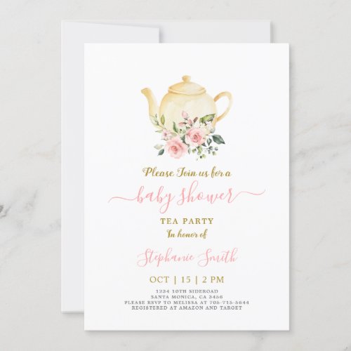 Pink Baby Shower Par_Tea Invitation