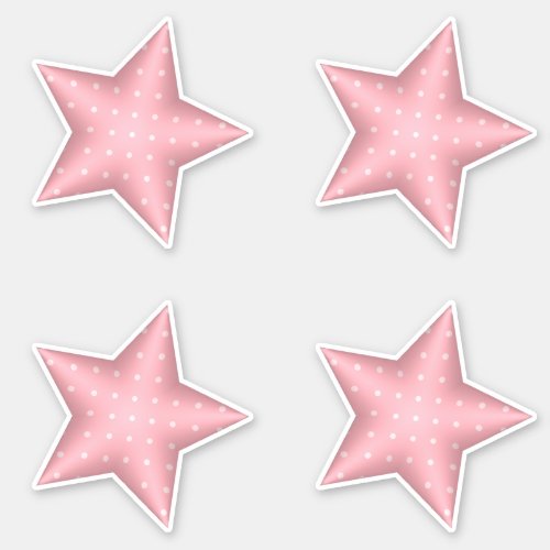 Pink Baby Shower Puffy Polka Dot Stars Sticker