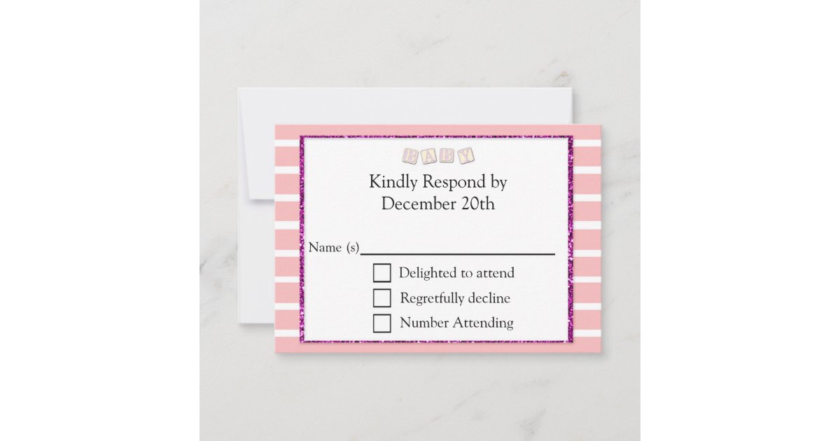 Pink Baby Shower RSVP Card Zazzle