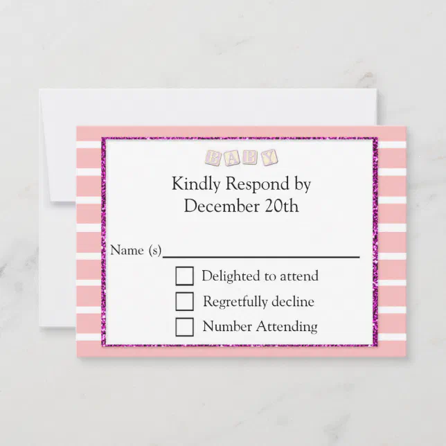 Pink Baby Shower RSVP Card Zazzle