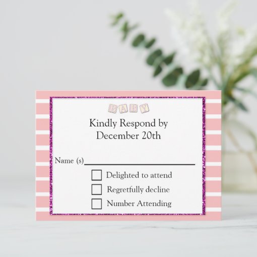 Pink Baby Shower RSVP Card Zazzle