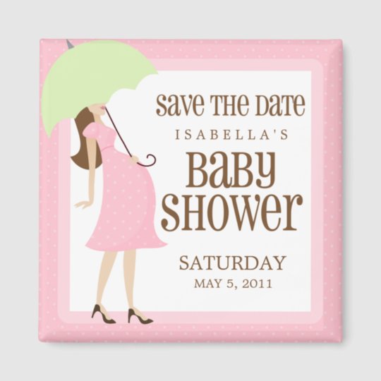 Pink Baby Shower Save The Date Magnet | Zazzle.com