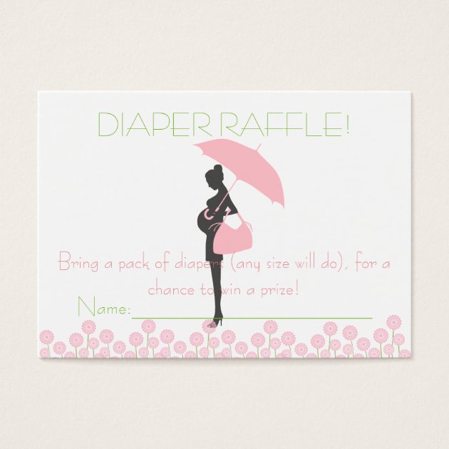 Pink Baby Shower Silhouette Diaper Raffle Tickets