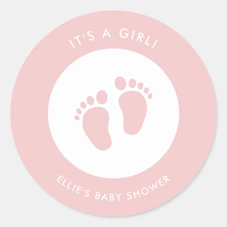 Pink Baby Shower Sticker | It's A Girl Sticker | Zazzle