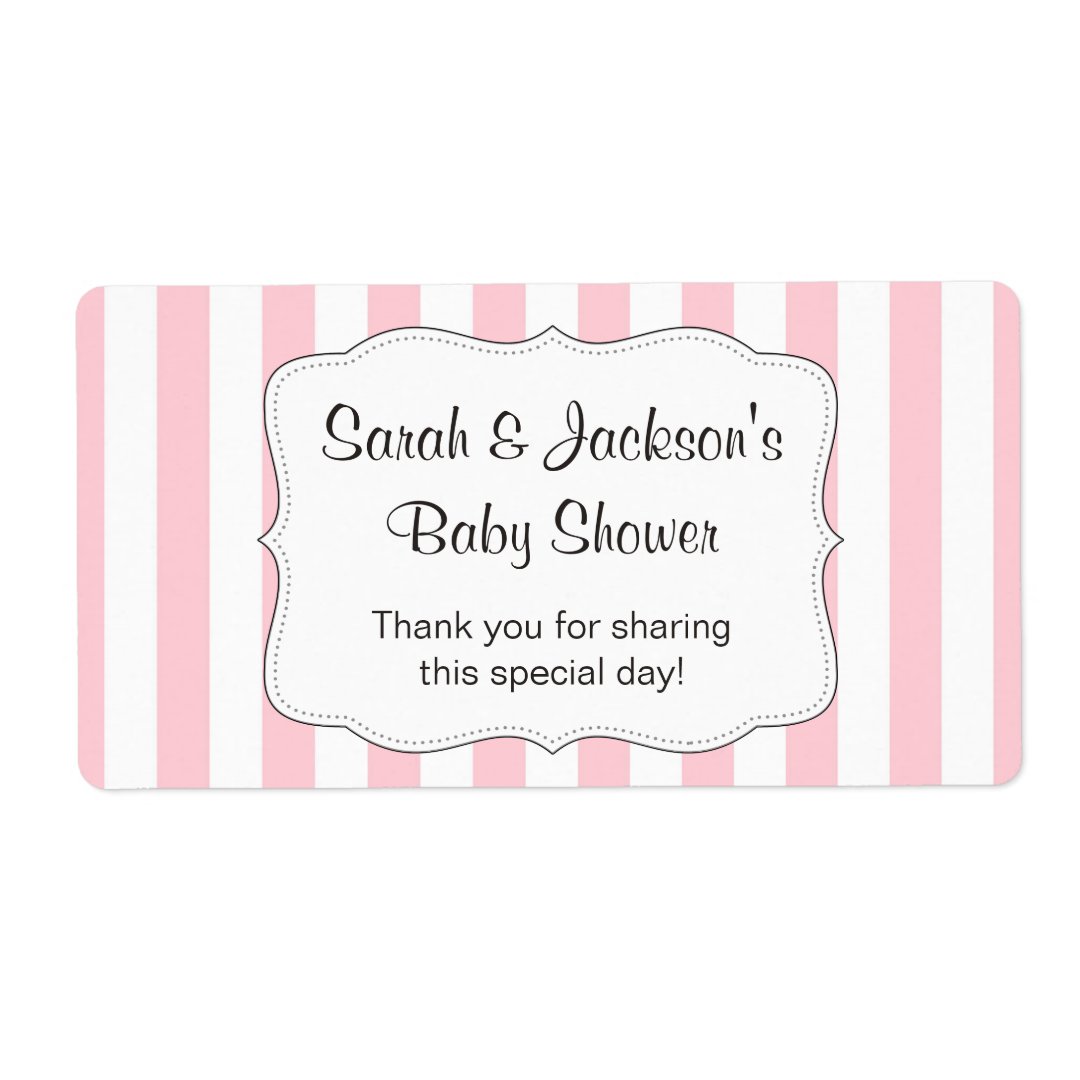 Pink baby shower thank you favor water bottle wrap label | Zazzle