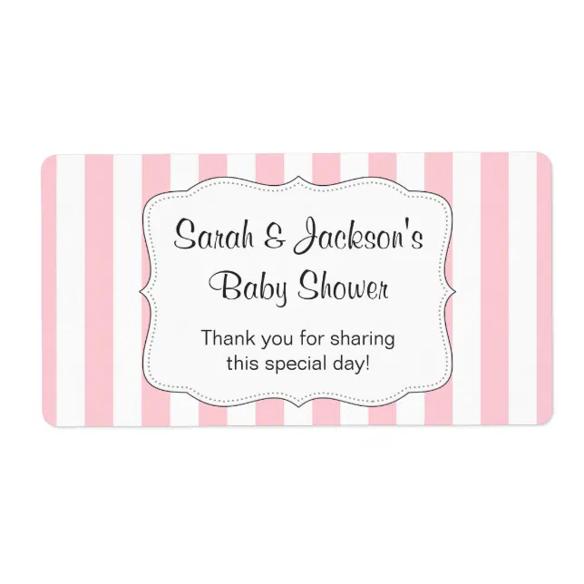 Pink baby shower thank you favor water bottle wrap label | Zazzle