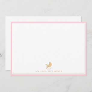 Pink Baby Shower Thank You Flat Note Card