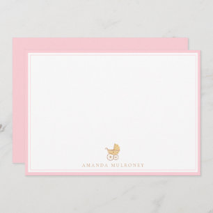 Pink Baby Shower Thank You Flat Note Card
