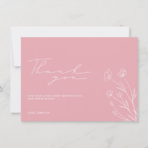 Pink Baby shower tiny chic flower Thank You Card