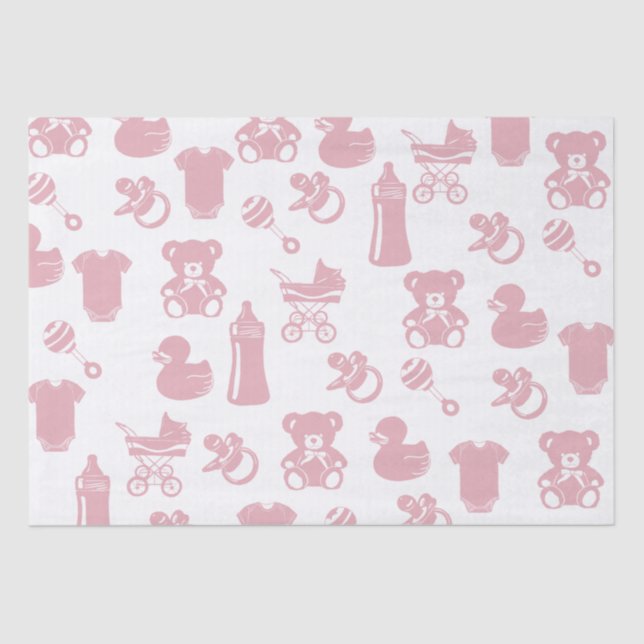 Pink Baby Shower  Tissue Paper (Front)