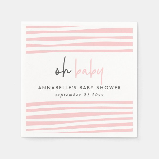 Pink baby shower typography modern party napkins (Front)