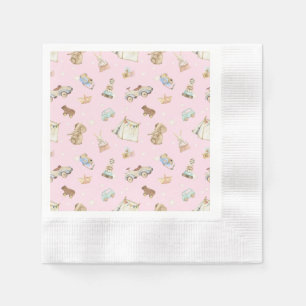 Pink Baby Shower Vintage Toys Coin Cocktail Napkins