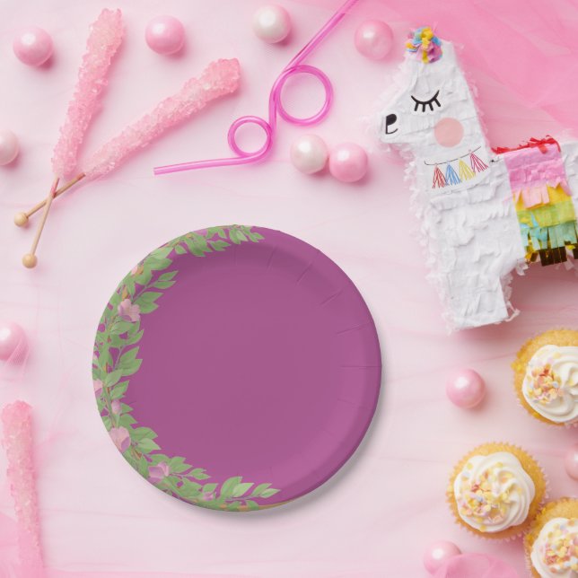 pink baby shower wedding plain custom paper plates (Party)