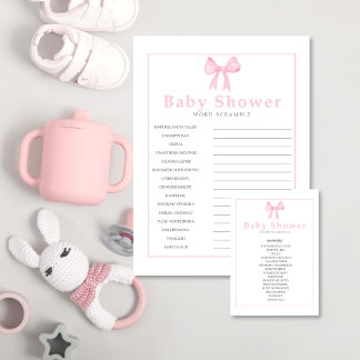 Pink Baby Shower Word Scramble Answer Sheet–Print Letterhead