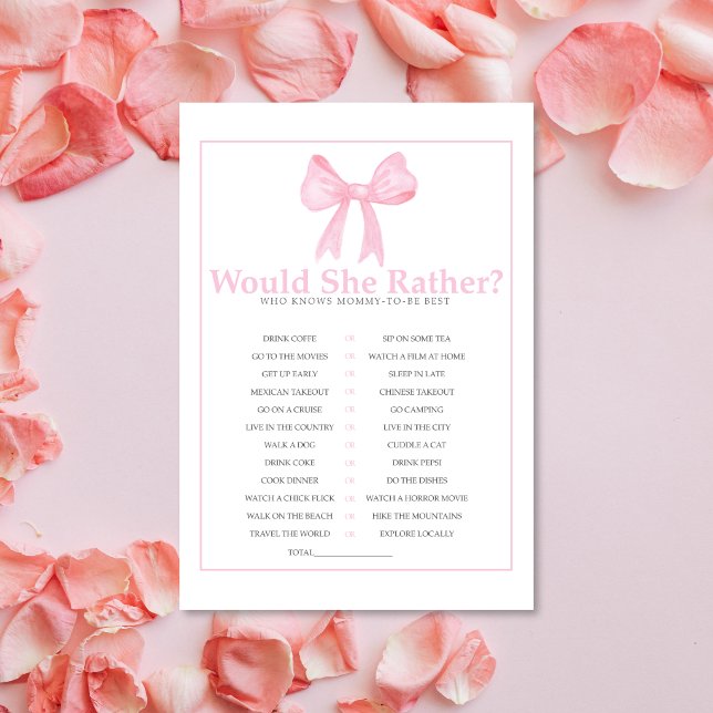 Pink Baby Shower Would She Rather Game – Printable Letterhead (Creator Uploaded)