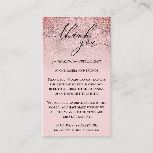 Pink Baby Simple Elegant Custom Photo Thank You Enclosure Card