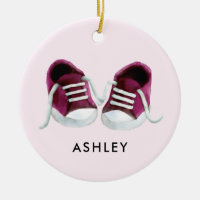 Pink Baby Sneakers Ornament, Christmas Gift Tag
