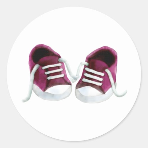 Pink Baby Sneakers Sticker Girl Baby Shower Tag