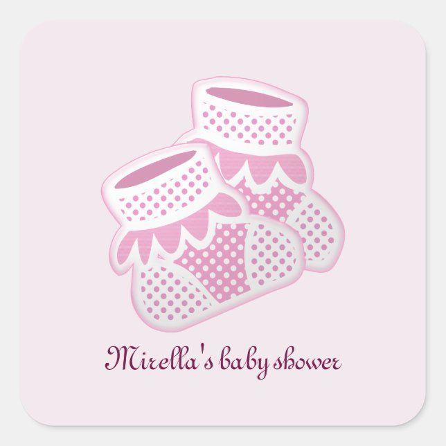 pink baby socks square sticker (Front)