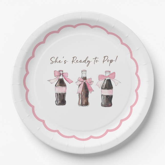 Pink Baby Soda Ready to POP! Paper Plates (Front)