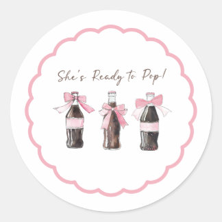 Pink Baby Soda Ready to POP Round Sticker