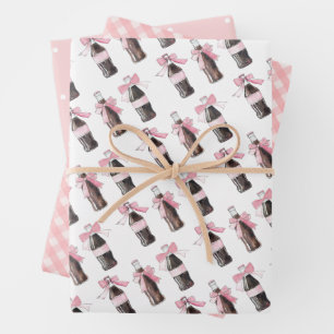 Pink Baby Soda Ready to POP Wrapping Paper Sheets
