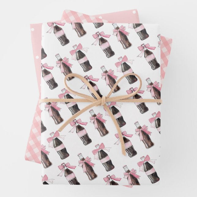 Pink Baby Soda Ready to POP  Wrapping Paper Sheets (In situ)