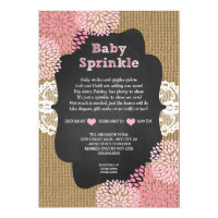 Pink baby sprinkle invite burlap chalkboard RUSTIC