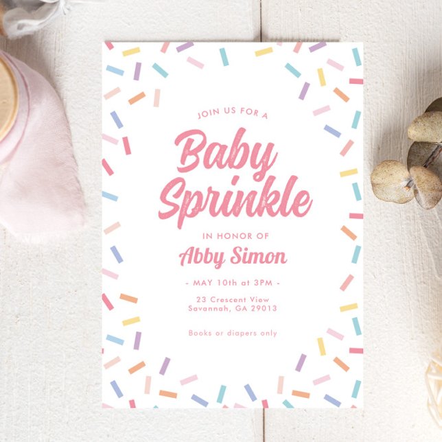 Pink Baby Sprinkle Rainbow Sprinkles Invitation (Creator Uploaded)