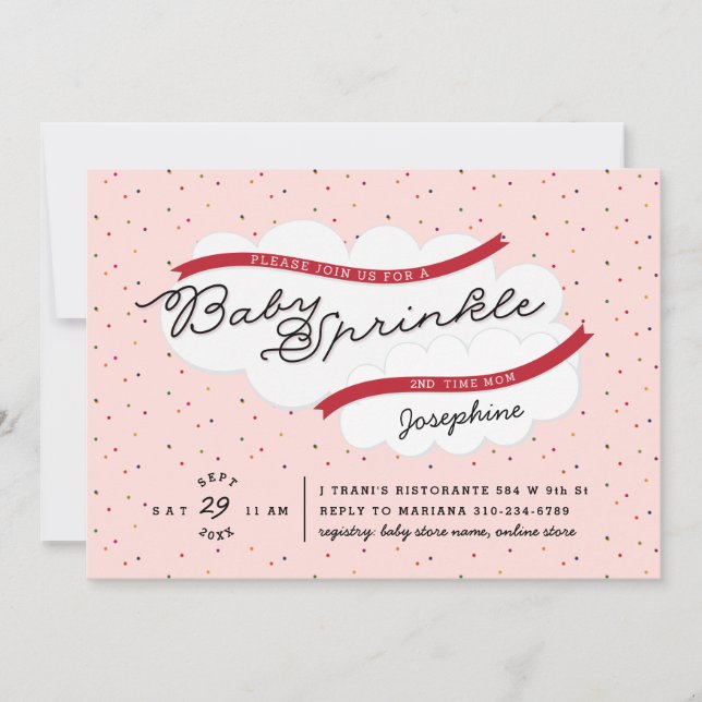 Pink baby sprinkle shower invitation (Front)