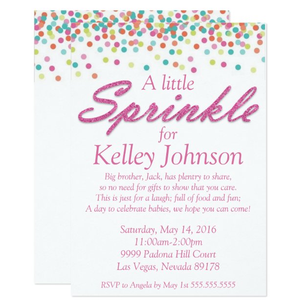 Pink Baby Sprinkle Shower Invite