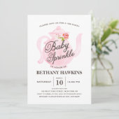 Pink Baby Sprinkle Tea Party Watercolor Invitation (Standing Front)