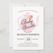 Pink Baby Sprinkle Tea Party Watercolor Invitation (Front)