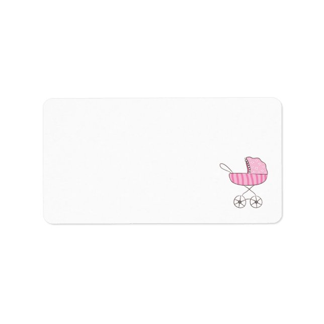 Pink Baby Stroller Blank Address Label (Front)