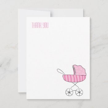 Pink Baby Stroller | Flat Thank You Note Cards by LisaMarieDesign at Zazzle