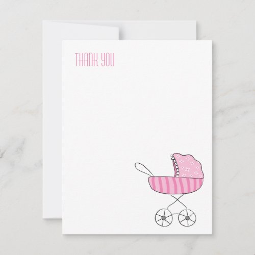 Pink Baby Stroller  Flat Thank You Note Cards
