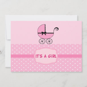 Pink Baby Stroller Shower Invitation