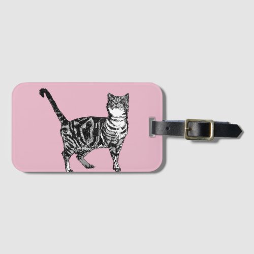 Pink Baby tabby Cat Art Cats Luggage Tag