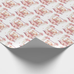 Pink Baby Toddler Teddy Bear Gift Wrapping Paper